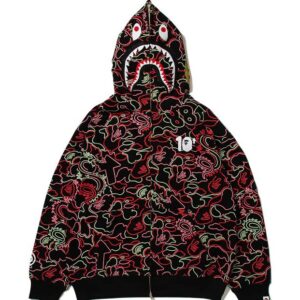 BAPE X 88RISING GLOW IN THE DARK CAMO SHARK FULL ZIP HOODIE MENS