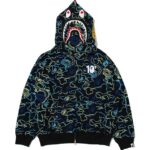 BAPE X 88RISING GLOW IN THE DARK CAMO SHARK FULL ZIP HOODIE MENS