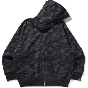 CAMO FAKE PRINT RELAXED FIT SHARK FULL ZIP HOODIE MENS