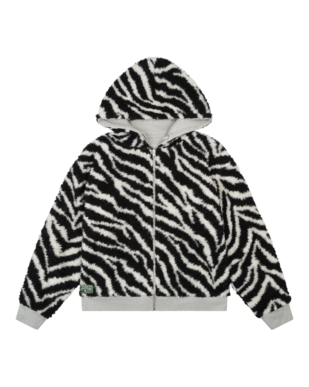 Zebra Shearling Lined Reversible Zip Hoodie