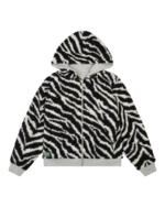 Zebra Shearling Lined Reversible Zip Hoodie