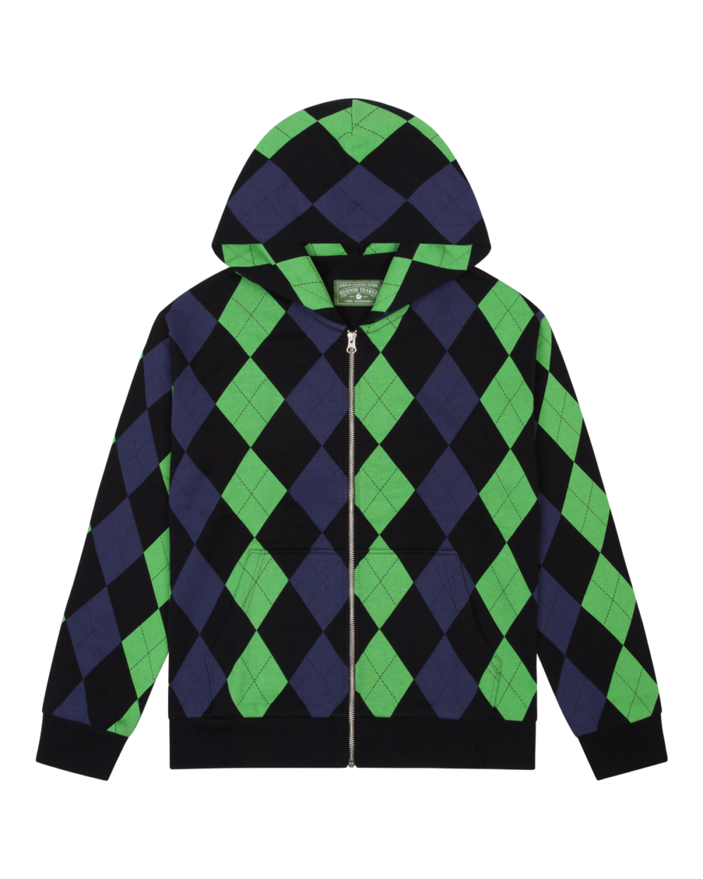 Derby Intarsia Zip Hoodie Green