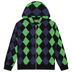 Derby Intarsia Zip Hoodie Green
