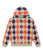Derby Intarsia Zip Hoodie Tan