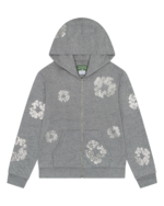 Cashmere Swarovski Cotton Wreath Zip Hoodie Grey