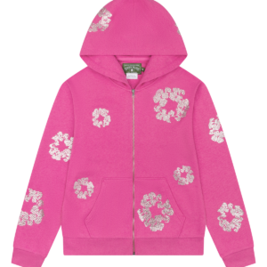 Cashmere Swarovski Cotton Wreath Zip Hoodie Pink