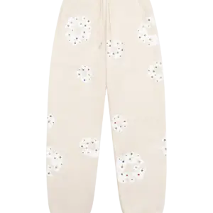 Rhinestone Cotton Wreath Sweatpants Oatmeal