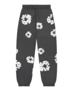 Rhinestone Cotton Wreath Sweatpants Vintage Black