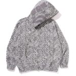 WILD LEOPARD PATTERN SHARK RELAXED FIT FULL ZIP HOODIE MENS