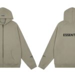 Essentials Fear of God Full Zip Up loose Hoodie Army Green
